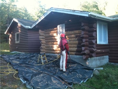 blasting log home